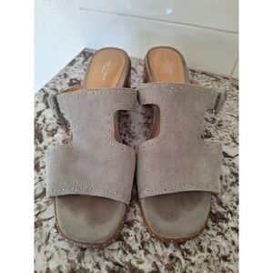 Rag & Bone Suede Gray‎ And Silver Studded Heel Sandals  Size 7.5/38